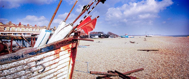 close up on a boat on the shore 