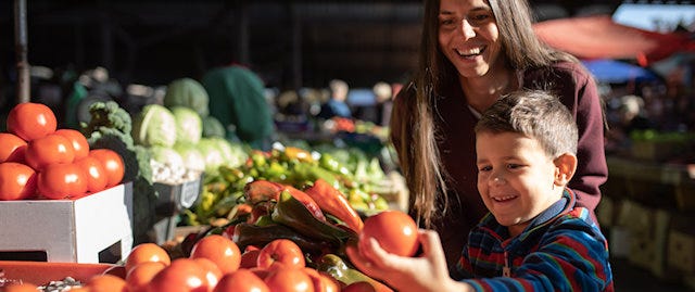 Fresh fruit and vegetable at a market 