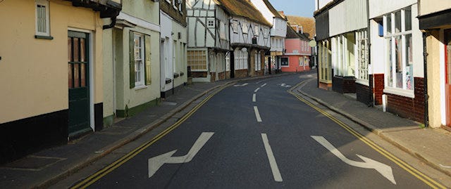 little street with road markings