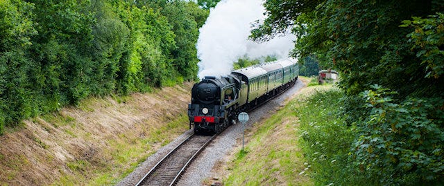A steam train travelling