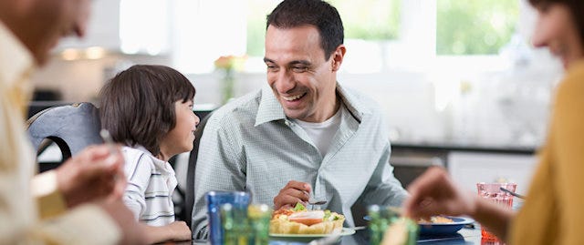 Family eating dinner together