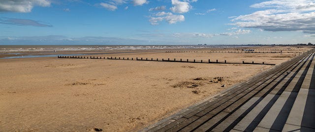 Wide concrete steps down to the beach