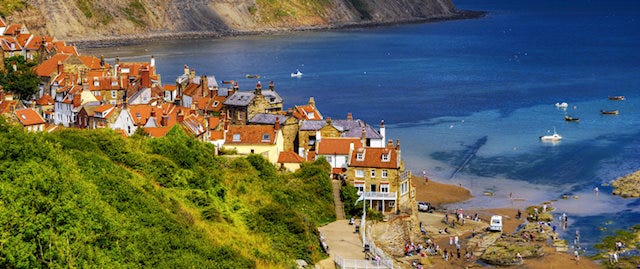 Sky view of the blue sea and coastline