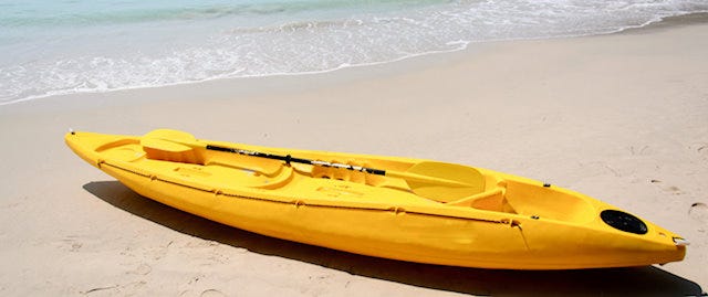 Yellow kayak on a beach