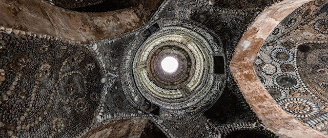 Many thousands of seashells cover the walls at shell grotto