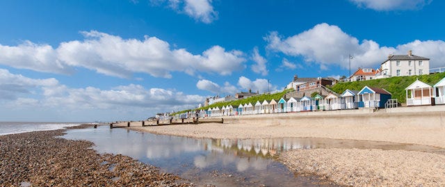 Colourful houses along southwold seafront