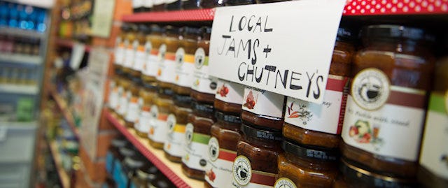 Display of local jams and chutneys