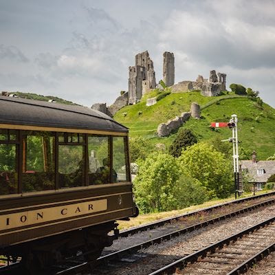 Corfe castle from Swanage railway