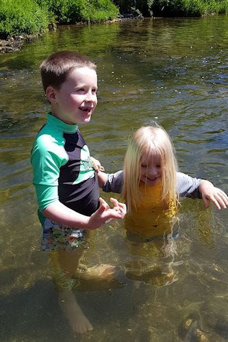 Swimming at Landacre Bridge