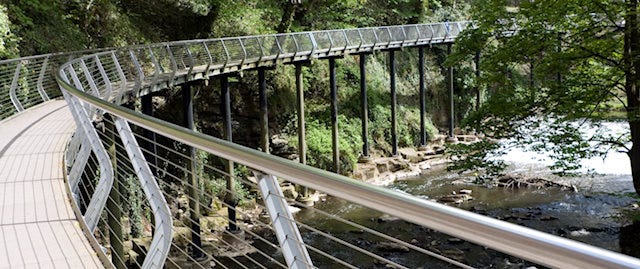 The millenium walkway curving around to the right