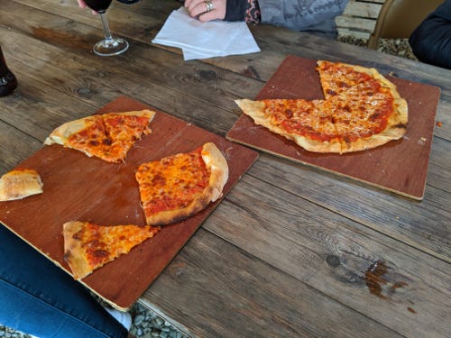 Freshly made margherita pizzas