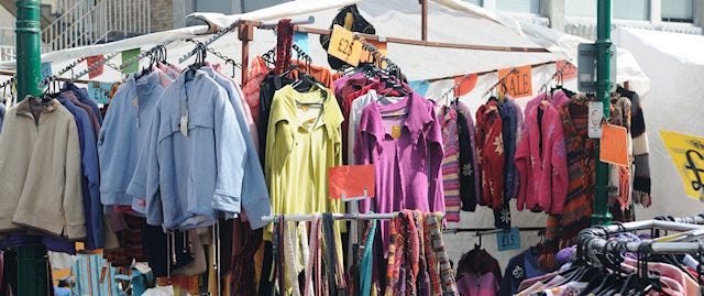 Clothes on Totnes market