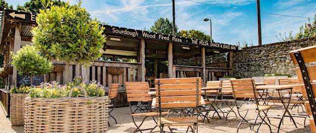 Outdoor courtyard seating at the farm House