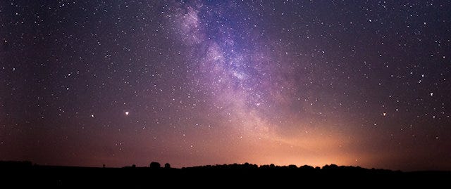 Stars in the dark sky over exmoor