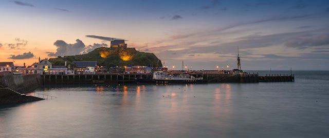 Verity statue viewed across the bay 