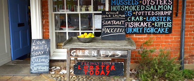 A seafood shopfront in Burnham Market