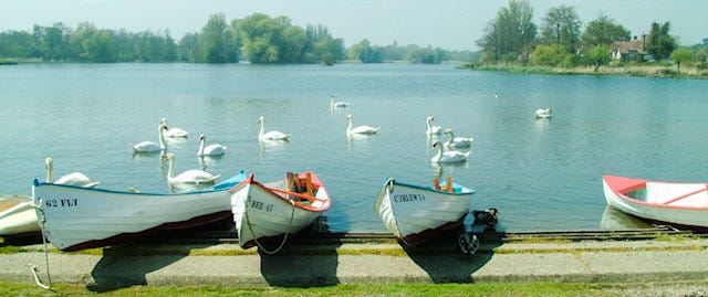 Boats on the shore of lake