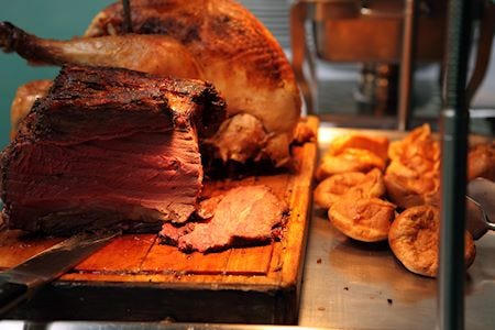 Carvery counter with roast beef