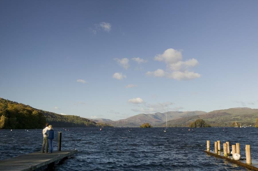 Two people looking over Lake Windermere