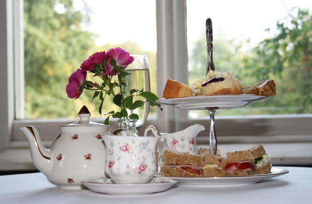 Vintage Tea Set laid out with afternoon tea