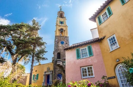 Street of colourful houses in the sun