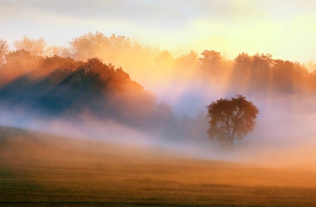 A misty view across the valley