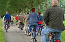 Family enjoying a bike ride