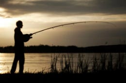 Man fishing in a lake