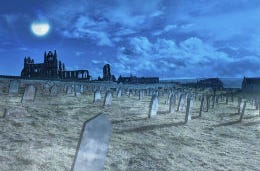 Moonlight graveyard graves church