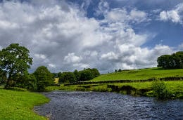 A photo of the Lancashire river banks in the Forest Of Bowland