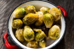 A pot of tasty looking Brussel Sprouts