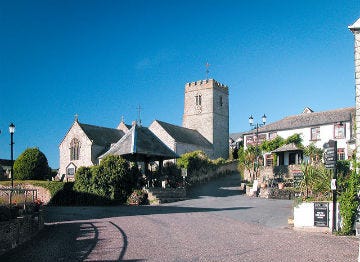 The church at Mortehoe in Devon on a sunny day