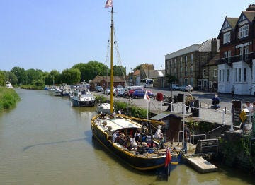 Boats moored on the River Stour at Sandwich